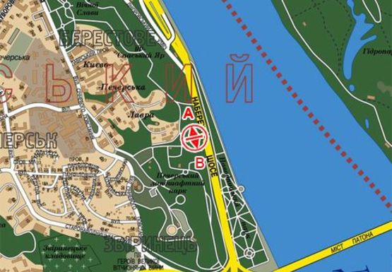 Схема рекламної площини за адресою Набережное шоссе, Наводницкий парк