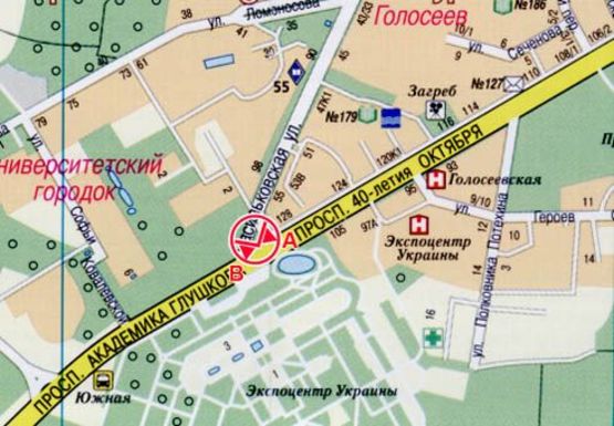 Схема рекламної площини за адресою Глушкова Академика пр., напротив Экспоцентра