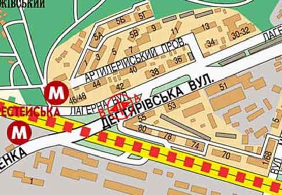 Схема рекламної площини за адресою Лагерная ул. - Дегтяревская ул.