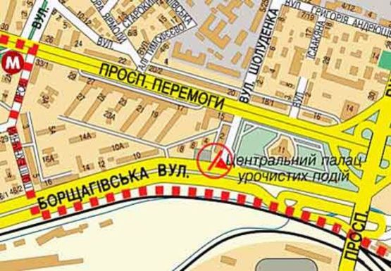 Схема рекламної площини за адресою Борщаговская ул. - Шолуденко ул.