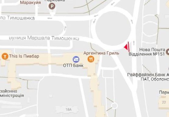 Схема рекламної площини за адресою Маршала Тимошенко ул. - Героев Сталинграда ул.