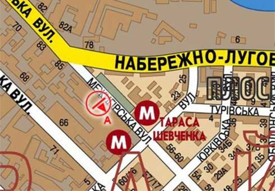 Схема рекламной плоскости по адресу Межигорская ул. (м. Т. Шевченко)