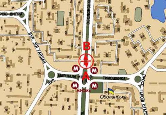 Схема рекламной плоскости по адресу Оболонский пр., 21