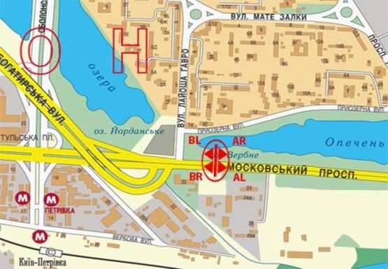 Схема рекламної площини за адресою Бандеры пр. (бывш. Московский пр.) (эл. опора 203)