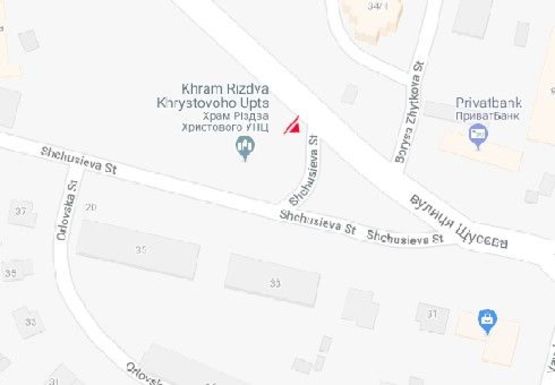 Схема рекламної площини за адресою Академика Щусева ул., 34/1 (напротив)