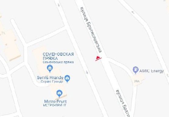 Схема рекламної площини за адресою Братиславская ул., 7 (напротив)