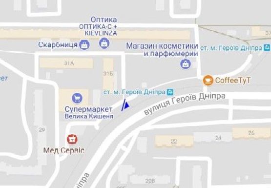 Схема рекламной плоскости по адресу Героев Днепра ул., 31а