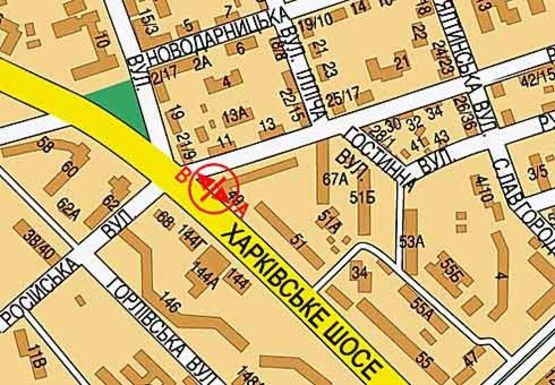 Схема рекламної площини за адресою Харьковское шоссе, 49