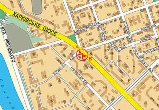Схема рекламной плоскости по адресу Харьковское шоссе - Российская ул.