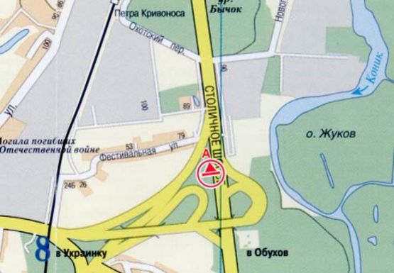 Схема рекламної площини за адресою Столичное шоссе - Фестивальная ул.