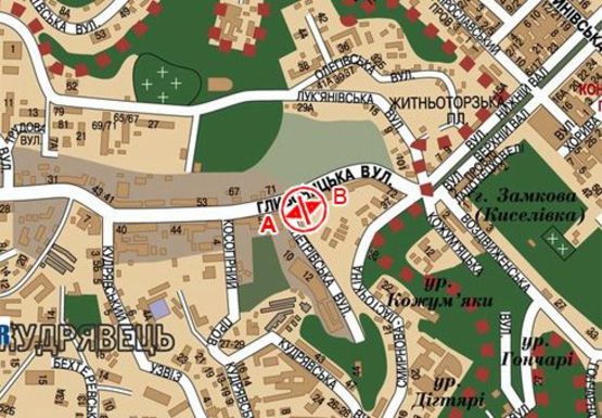 Схема рекламної площини за адресою Глубочицкая ул., Швейная фабрика "Дана"