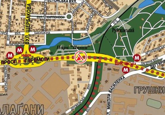 Схема рекламной плоскости по адресу Победы пр., парк Нивки