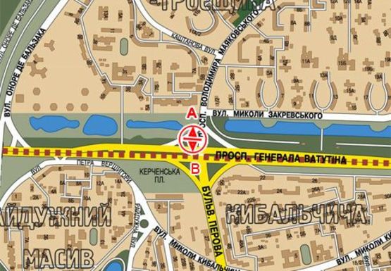 Схема рекламной плоскости по адресу Ватутина пр. - Маяковского  ул.