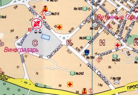 Схема рекламной плоскости по адресу Свободы пр. - Порика Василия пр.