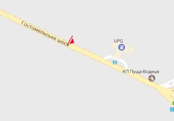 Схема рекламной плоскости по адресу Гостомельское шоссе, 300м до перекрестка с Городской ул.