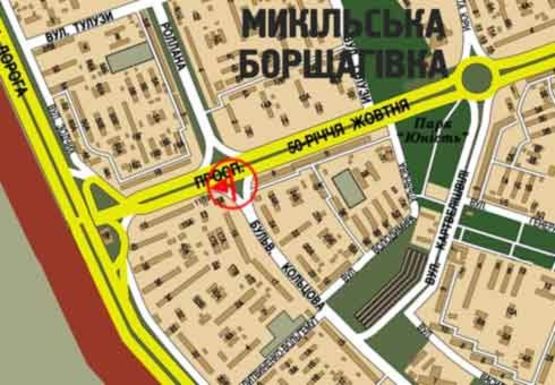 Схема рекламной плоскости по адресу 50-летия Октября  (Курбаса Л.) пр. - Кольцова б-р