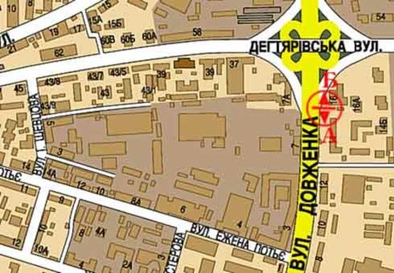 Схема рекламної площини за адресою Довженко ул., 16