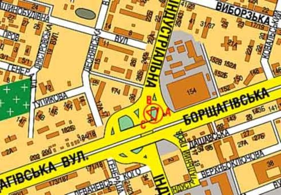 Схема рекламной плоскости по адресу Борщаговская ул. - Вадима Гетьмана ул.