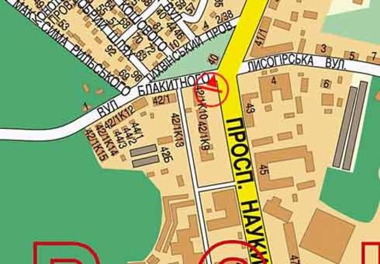 Схема рекламной плоскости по адресу Науки пр. - Блакитного ул.