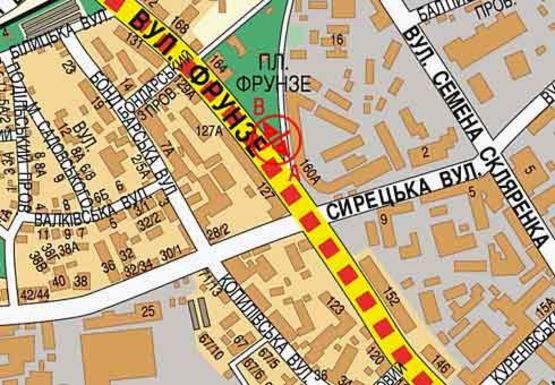 Схема рекламной плоскости по адресу Кирилловская ул., 160 (бывш. Фрунзе ул.)