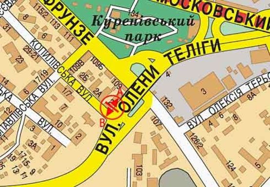 Схема рекламной плоскости по адресу Телиги ул. - Копыловская ул.