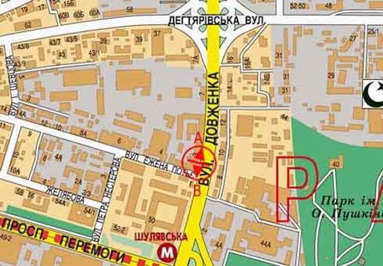 Схема рекламної площини за адресою Довженко ул., 3