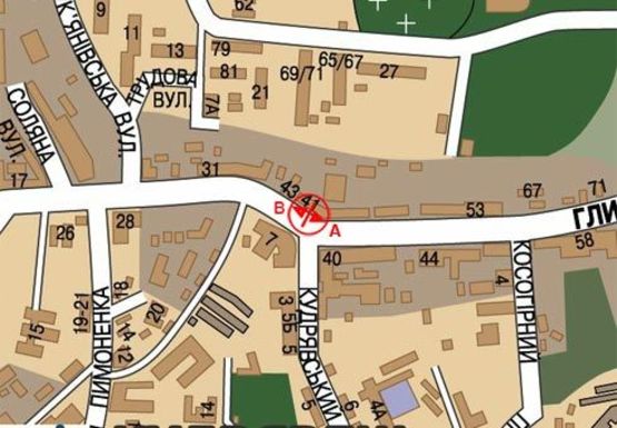 Схема рекламної площини за адресою Глубочицкая ул., 41