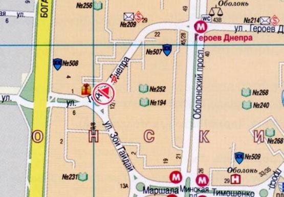 Схема рекламной плоскости по адресу Героев Днепра ул., 9 (на распределительном треугольнике)