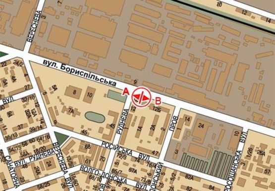 Схема рекламной плоскости по адресу Бориспольская ул., 12б