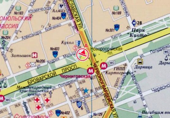 Схема рекламной плоскости по адресу Броварской пр. - Братиславская ул.