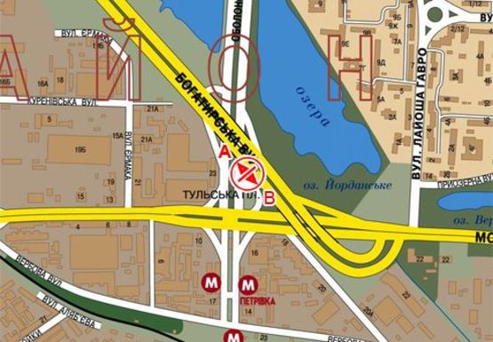 Схема рекламной плоскости по адресу Богатырская ул., съезд на Бандеры пр. (бывш. Московский пр.)