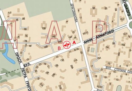 Схема рекламной плоскости по адресу Ахматовой ул., 14б