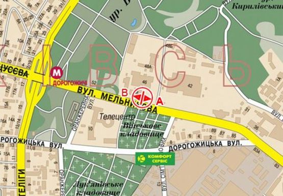 Схема рекламної площини за адресою Мельникова ул., 48