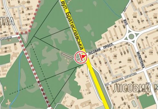 Схема рекламной плоскости по адресу Братиславская ул. - Лесной пр.