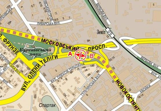 Схема рекламной плоскости по адресу Телиги ул. - ул. Терехина, на разделителе