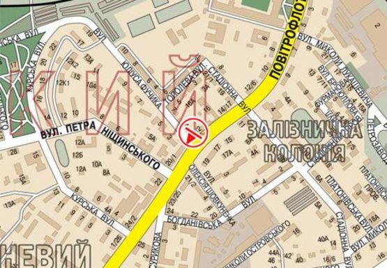 Схема рекламной плоскости по адресу Воздухофлотский пр. - Фучика ул.