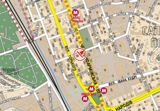 Схема рекламної площини за адресою Большая Васильковская ул. - Ковпака ул.