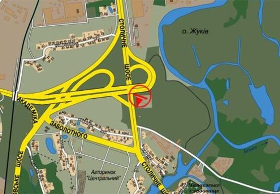 Схема рекламної площини за адресою Столичное шоссе - Заболотного ул.  (въезд)