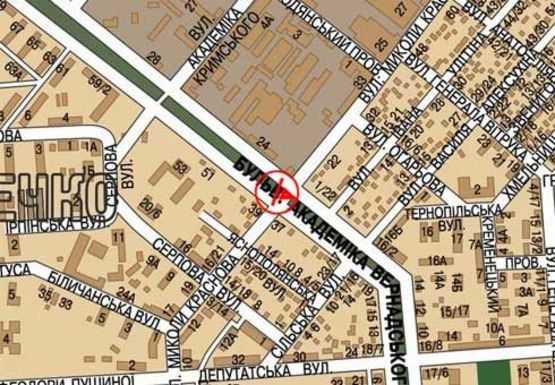 Схема рекламної площини за адресою Вернадского б-р. - Краснова Н. ул.