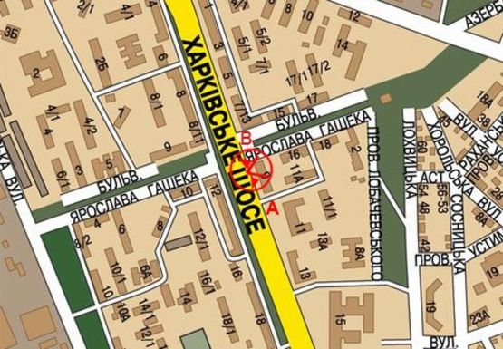 Схема рекламної площини за адресою Харьковское шоссе, 9