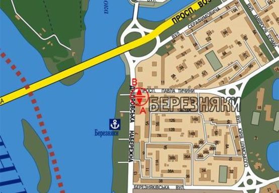 Схема рекламной плоскости по адресу Днепровская набережная - Павла Тычины пр.