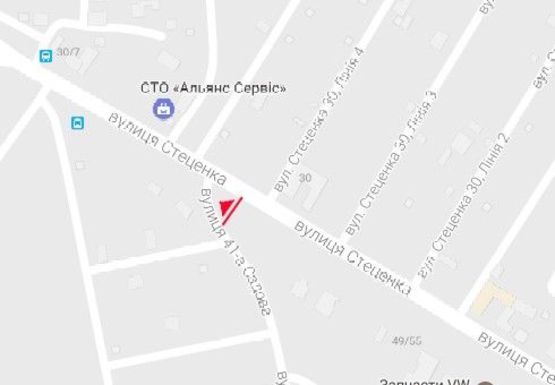 Схема рекламной плоскости по адресу Стеценко ул., 350м до поворота на Городскую ул.