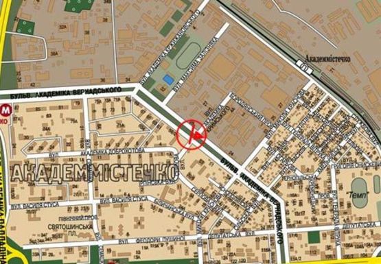 Схема рекламной плоскости по адресу Вернадского б-р., 28 - Академика Крымского ул.