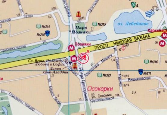 Схема рекламной плоскости по адресу Григоренко Петра пр. - Бажана пр., №4