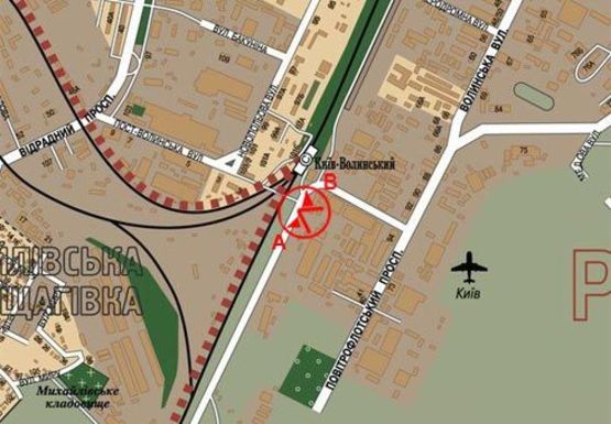 Схема рекламной плоскости по адресу Новая дорога к Воздухофлотскому пр., ст. Киев-Волынский