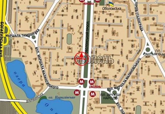 Схема рекламної площини за адресою Оболонский пр., 7