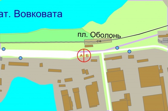 Схема рекламної площини за адресою Електриків, 24 (навпроти злізнична зупинка "станция Оболонь")