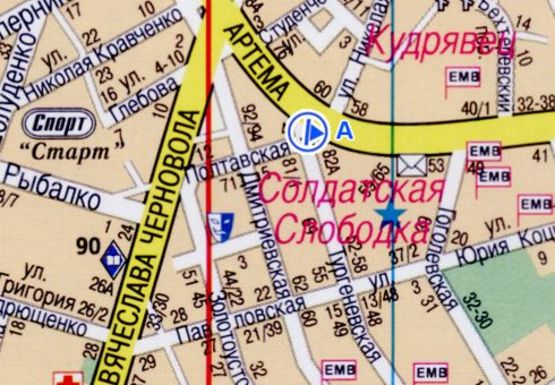 Схема рекламной плоскости по адресу Артема ул., 75