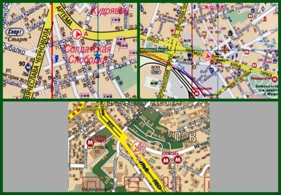 Схема рекламной плоскости по адресу Пакет из трех экранов: Леси Украинки б-р, Победы пр. 1, Артема ул. 75