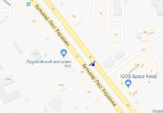Схема рекламной плоскости по адресу Леси Украинки бул. (напротив д., 16)